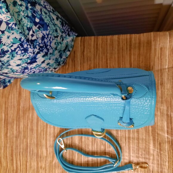 Dooney & Bourke Blue Carpet Bag Hand Painted Turquoise Crossbody Bag Vintage - Picture 11 of 16